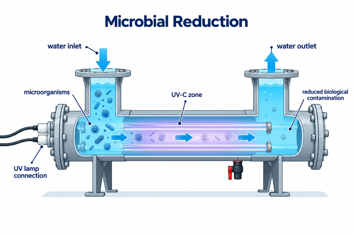 Microbial reduction through UV treatment
